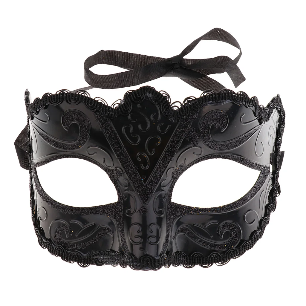 

2pcs black Men Ladies Masquerade Ball Mask Venetian Party Eye Mask Carnival Style Attractive Feeling Sexy Wedding Party Costume