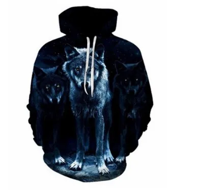 New Arrival Fashion Mens Hoodies 3D Wolf Printed Loose Fit Autumn Sweatshirt for Men Streetwear Hoody Funny Hoodie Brand