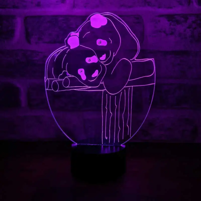 

3D Led Light Pandas Acrylic Table Lamp 7 Diffrent Light Color USB and Touch Button Control Animal Lovers Gift Idea for Couples Room Decor Anime Wedding Stranger Things Led Lights Wedding Decoration Nightlights Bedroom