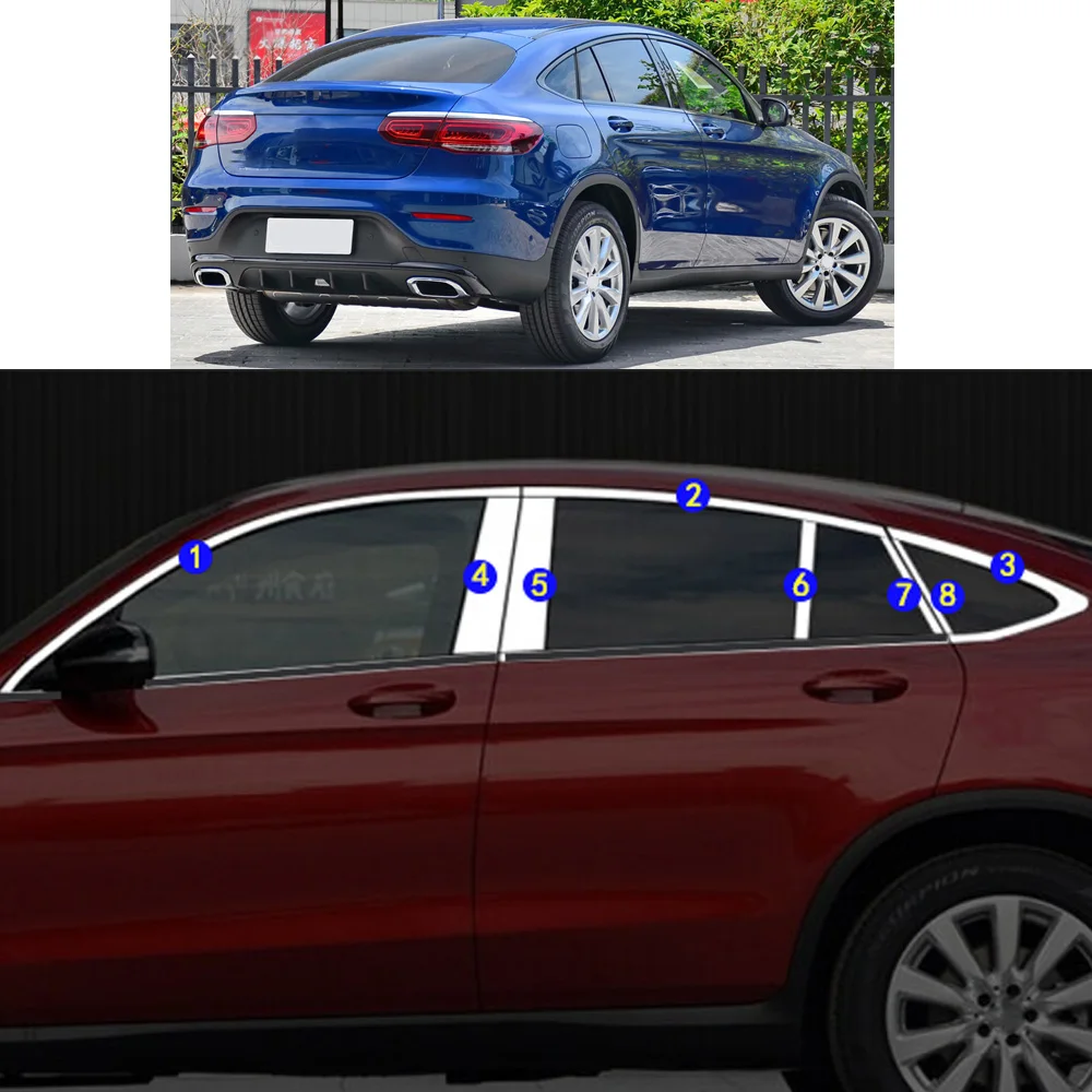 

Car Sticker Garnish Pillar Window Middle Strip Trim Frame Hoods For Mercedes Benz GLC COUPE 2017 2018 2019 2020 2021