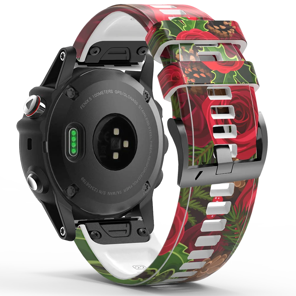 22 26Mm Pringting สายคล้องคอซิลิโคนสำหรับ Garmin Fenix 7X 7 6 6X Pro 5 5X Plus 3HR ง่าย fit Quick Release สายรัดข้อมือ