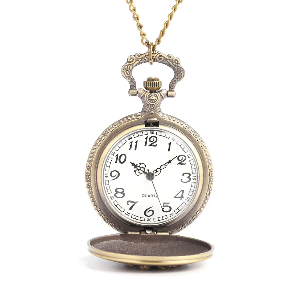 Copper flower blooming embossed creative retro large Creative retro gift value exquisite pocket watch