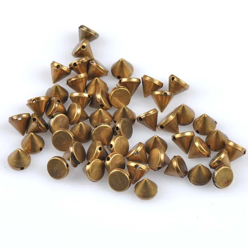 50Pcs/lot bronze/black Sew on Spike Rivet Studs Nail Punk Rock For Bags Dress Clothes DIY Bead Crafts Riveting Garment CP1895