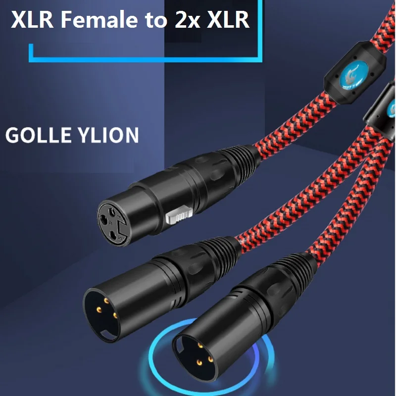 Cable de Audio para micrófono XLR hembra a XLR macho Dual para consola mezcladora, preamplificador, divisor en Y para estudio de escenario, cables blindados