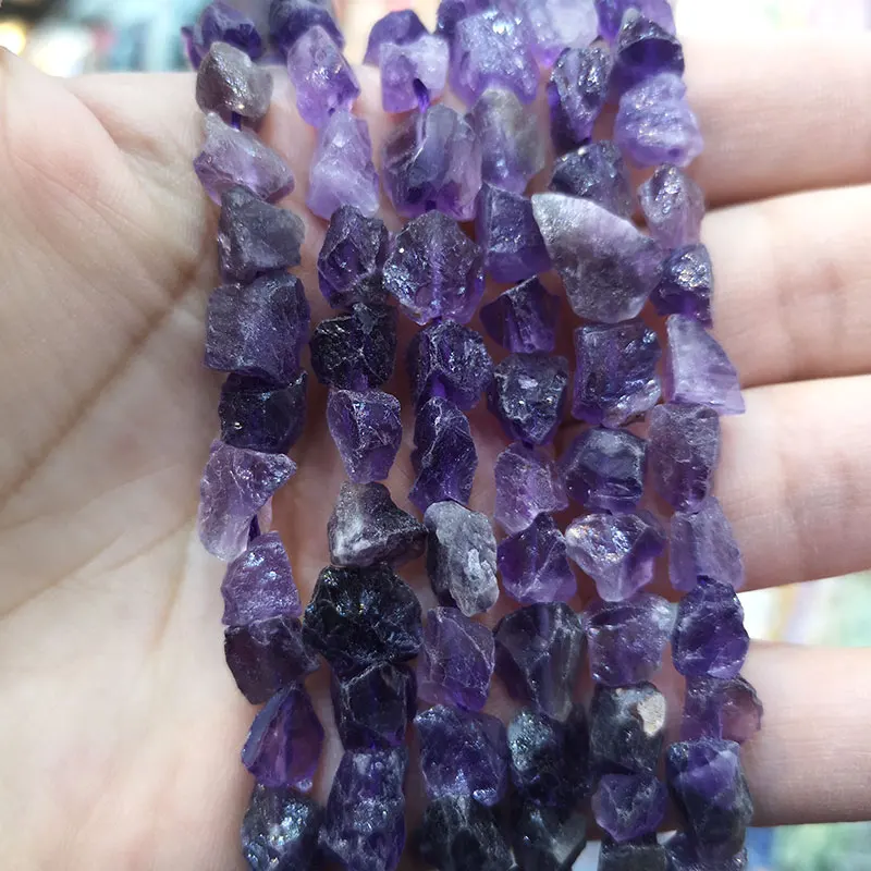 Natural Dark Purple AmethystS Rough Stone Beads Loose Irregular Gravel Gem Spacer Beads For Jewelry Making DIY Bracelet 6-9MM