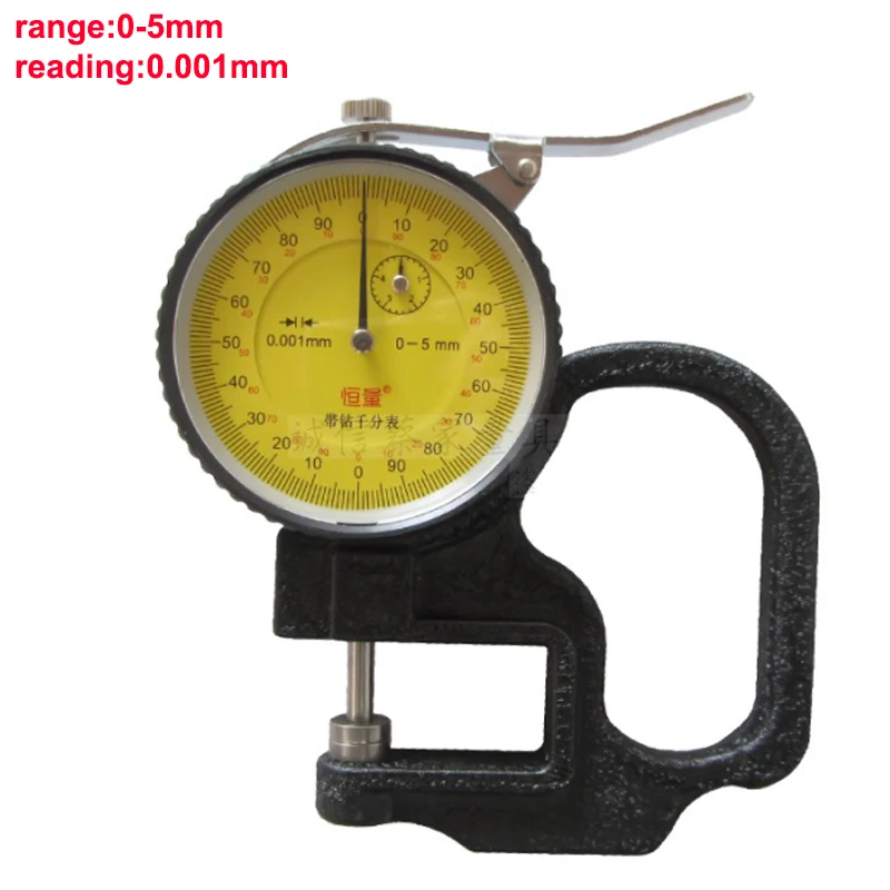 Micron thickness tester 0-5mm 0.001mm Micron Dial Thickness Gauge 10mmx30mm 0.01mm thickness meter  width measuring tool caliper