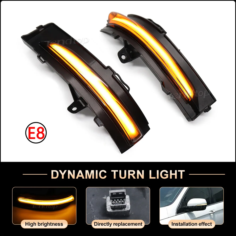 2pc Dynamic Blinker Flashing LED Turn Signal Light Side Mirror Indicator Sequential Light For Ford EDGE 2015 -2021 Edge ST-Line