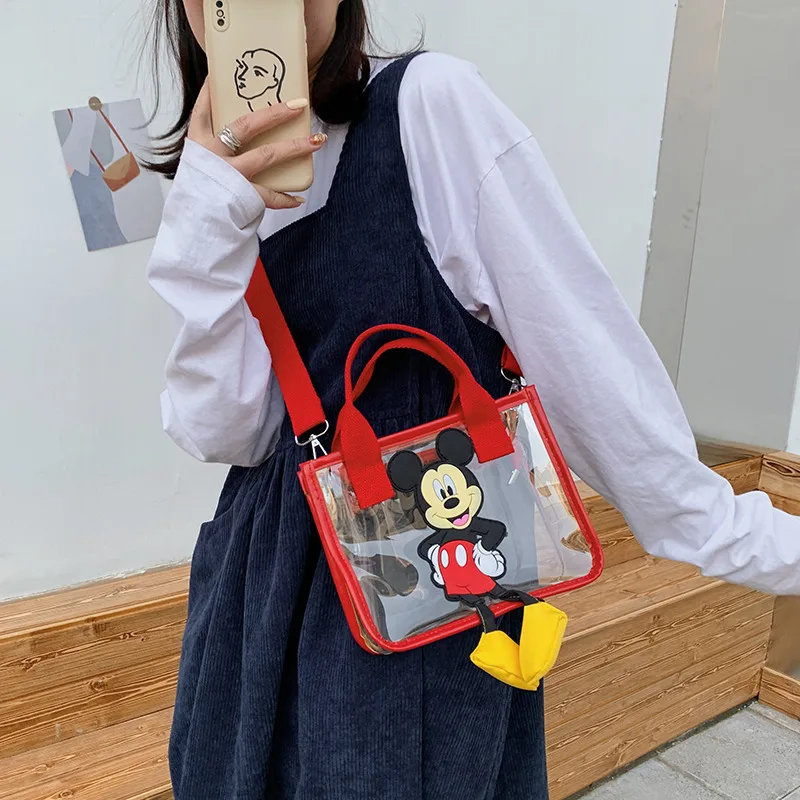 Disney women bag Mickey Mouse cartoon transparent shoulder bag  Korean leisure Messenger Bag Girl Fashion Handbag high-quality