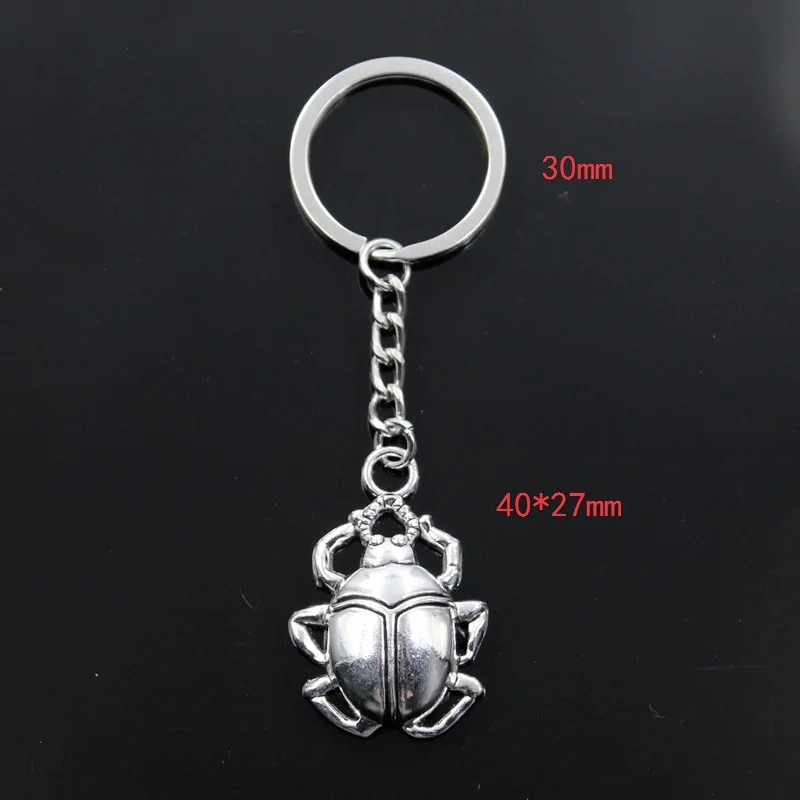 Hot Fashion Bug Beatles Beetle 40x27mm Pendant 30mm Key Ring Chain Silver Color Men Car Gift Souvenirs Keychain Dropshipping