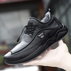 Fashion Men Vulcanize Shoes Winter Snow Shoes Outdoor Leather Waterproof Sneakers Keep Warm Cotton Casual Shoes Tenis Masculino