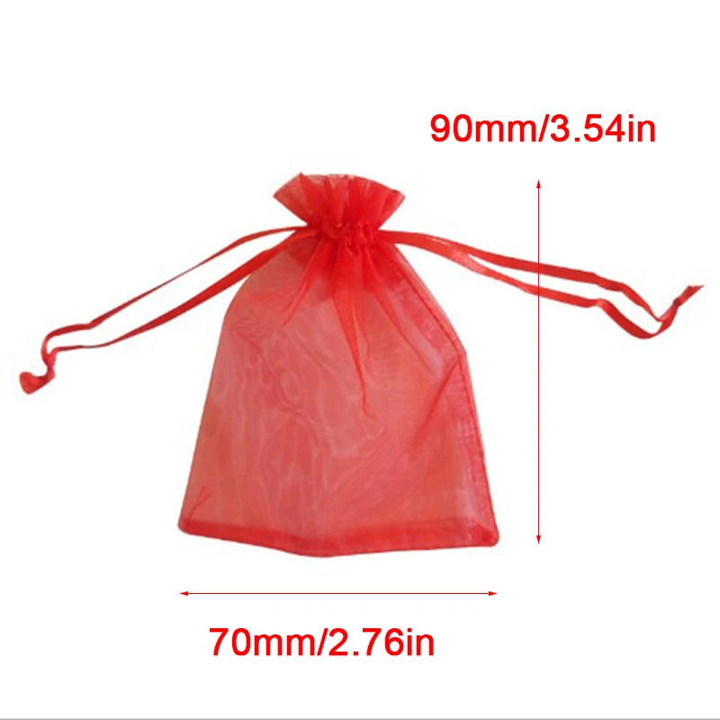 Bolsa de Organza para regalo de boda, embalaje de joyería con cordón de tul, 100 unidades por lote