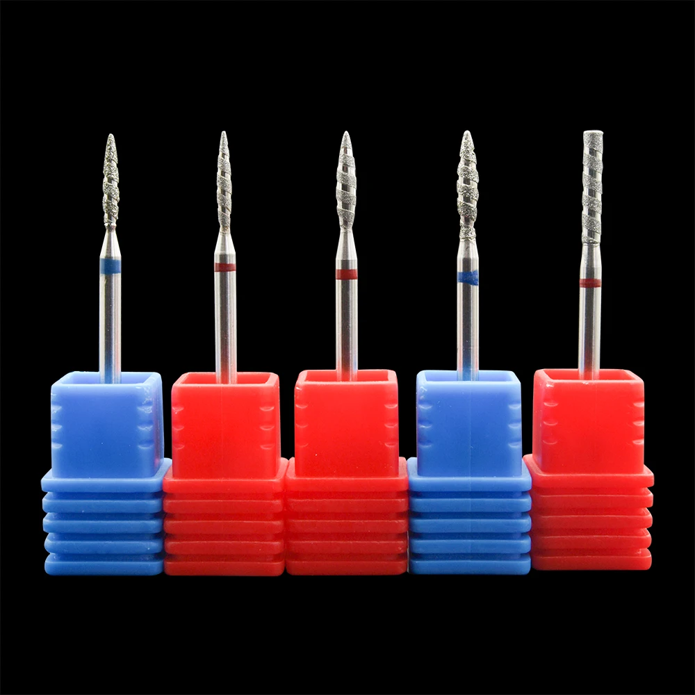 Nuovo! Tornado Column Diamond Nail Drill Bit 3/32 "Diamond Cutter per Manicure Rotary Cucitle Burr Drill accessori Mills Tool