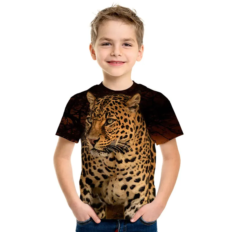 Summer Children Space Galaxy 3D T shirt Angel Animal Lion Tiger Wolf Leopard Printed Boys Girls T-shirt Kids Fashion Tshirt Tops