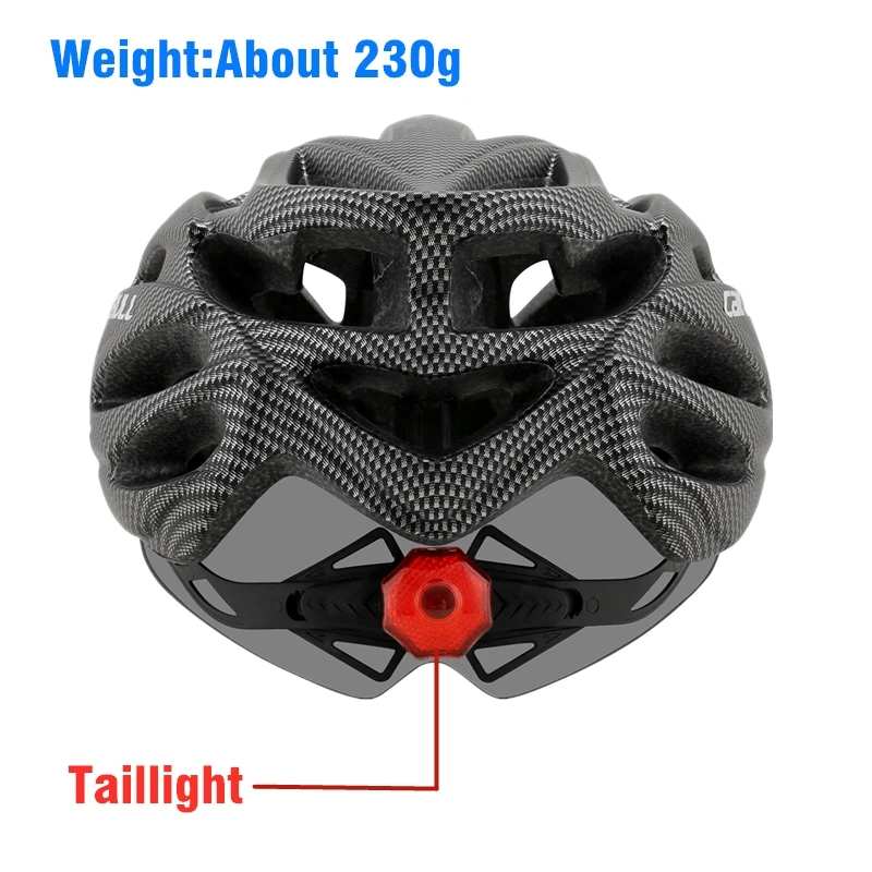 2 Magnetic Lens Ultralight Bike Helmet With Removable Visor Goggles Cycling Helmet MTB Racing Road Bicycle Helmet With Taillight