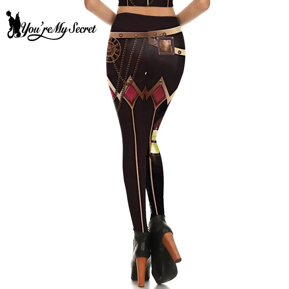 [You\'re My Secret] Fashion Women Leggings Mid Waist Sexy Slim Pants Steampunk Female Clothing Fitness Legging Trousers