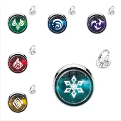 Anime Game Genshin Impact Metal Rings for Unisex Kids Cosplay Eye of God Glass Gem Adjustable RIng Exquisite Gift Jewelry