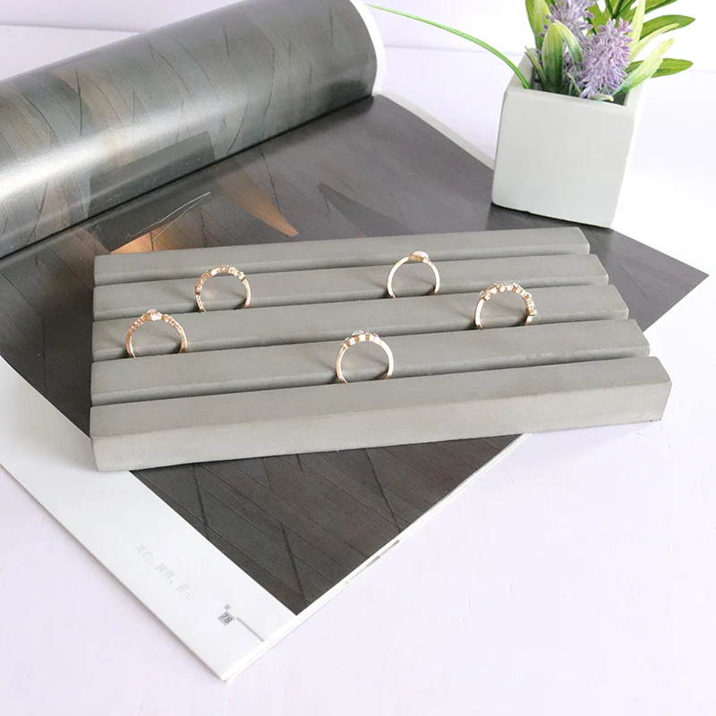 Cement Tray Mold Jewelry Storage tray Design Silicone molds for Concrete Gypsum placement plate stripe Hand-made molds