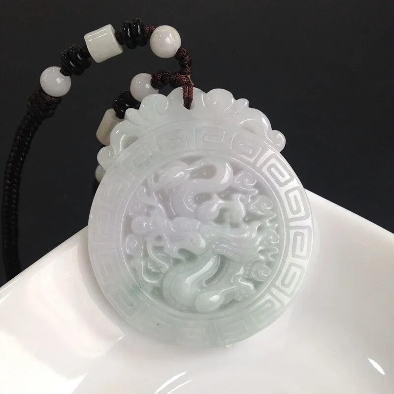 Natural Jadeite Dragon Brand Pendant Play Beads Zodiac Transshipment Trotective Yu Pei Necklace