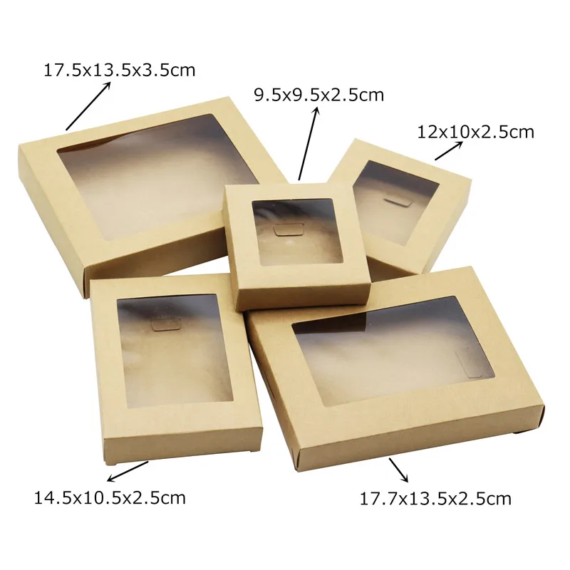 

Newly Kraft Paper Cookie Candy Box PVC Window for Wedding Christmas Gift Boxes Packaging Decoration Birthday Party Supplies