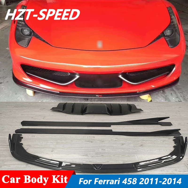 

A Whole Set Carbon Fiber Front Bumper Lip Rear Diffuser Spoiler Side Skirts Extension For Ferrari 458 Tuning 2011-2014