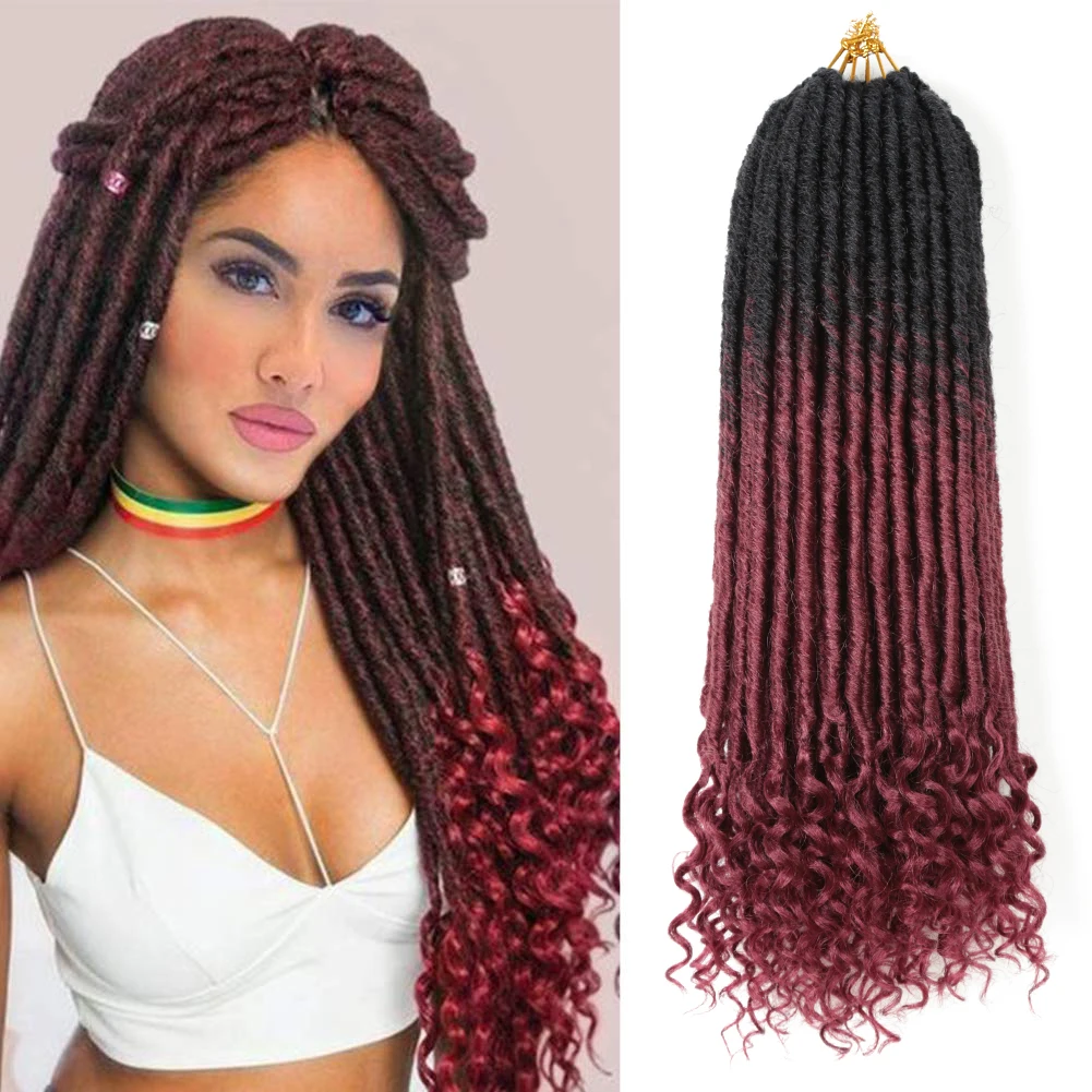 Alma deusa faux locs crochê tranças de cabelo macio natural sintético dreadlocs 20 \