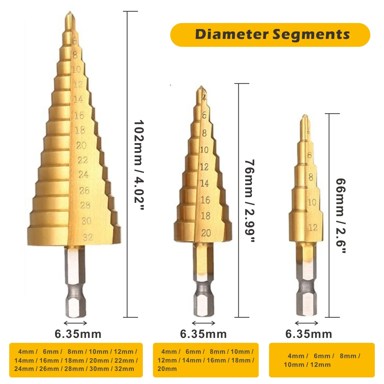 4-12/20/32Mm HSS Thẳng Rãnh Bước Mũi Titan Gỗ Phủ Lỗ Kim Loại Dao Cắt khoan Khoan Dụng Cụ Điện