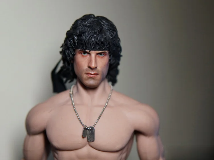 John Rambo Cabeça Sculpt para 12 "Boneca Figura de Ação Masculino, Figuras Colecionáveis Acessórios, Corpo Não Incluído, B0180, Escala 1:6