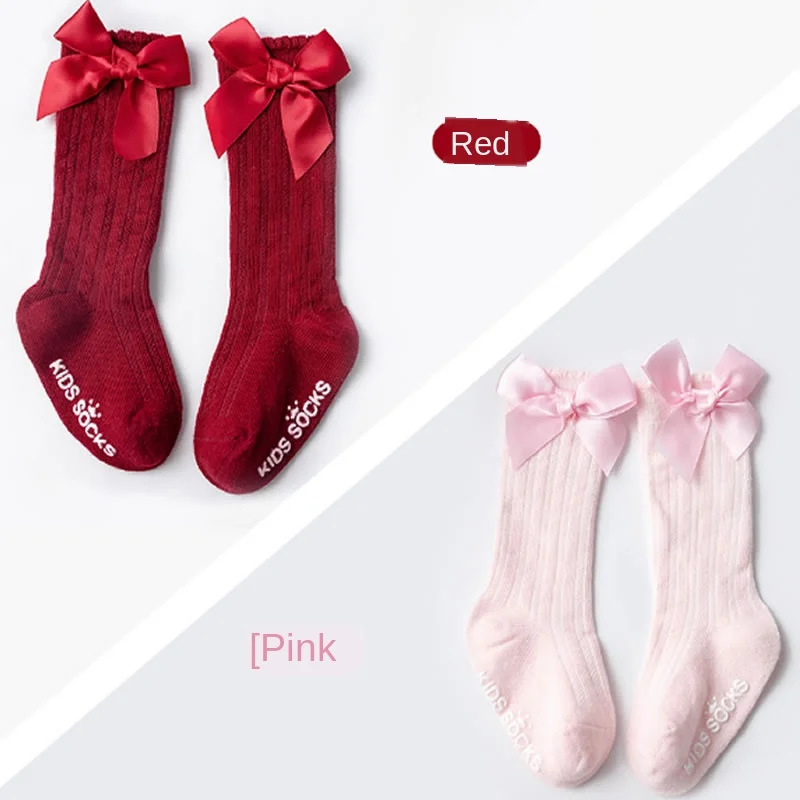 Baby Socks Bow Newborn Girl Kids For Christmas Winter High Knee Kids Boy Toddler Socks Candy Color Soft Socks Children Gift 0-4Y