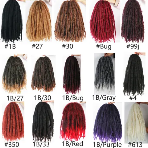 Cabello Marley para trenzas Afro Kinky Marley trenza cabello Kanekalon sintético Bob Marley Ombre trenzado extensiones de cabello fácil trenza