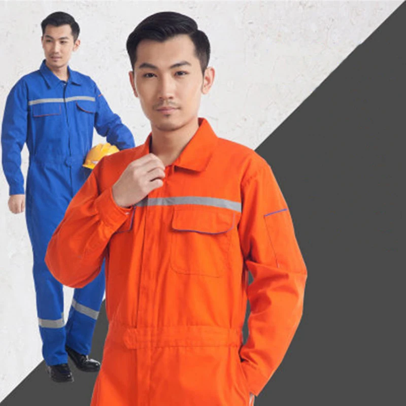 Woman Men Work-Overalls Working Uniforms Spring Thin Reflective Stripe Coveralls Welding Car Workshop Mechanic Clothes