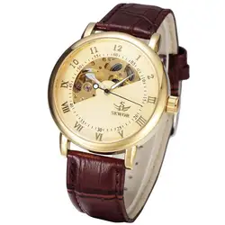 relogio masculino Luxury Brand SEWOR Men Watches Gold Skeleton Automatic Mechanical Watches Luxury Men Dress Watch Leather Strap