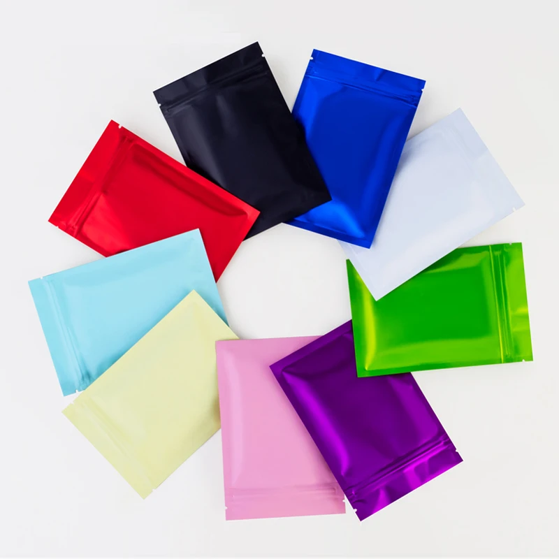 100pcs Matte Black Blue White Smell Proof Zip Lock Mylar Bags Flat Pouches Aluminum Foil Mylar Storage Packaging Plastic Bag