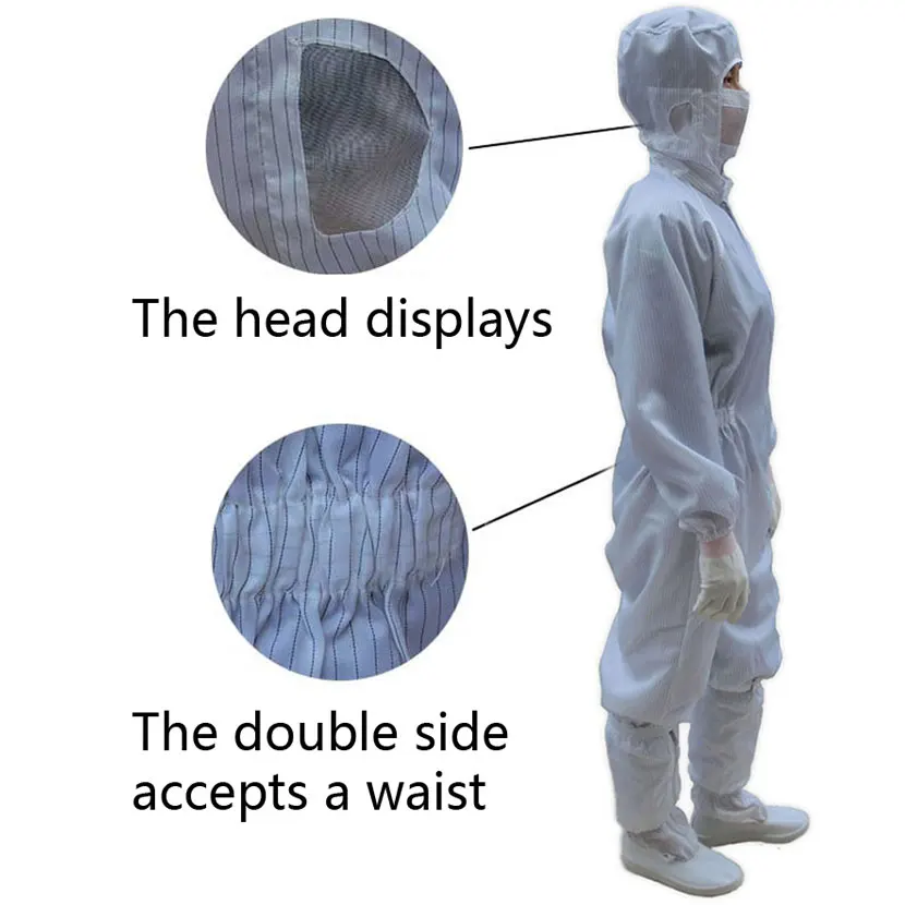 Anti Static Clothing Clean Room Dustproof Jumpsuit Garment Can Permanent Cleaning 100% Polyester Filament Conductive Fibre S~4XL