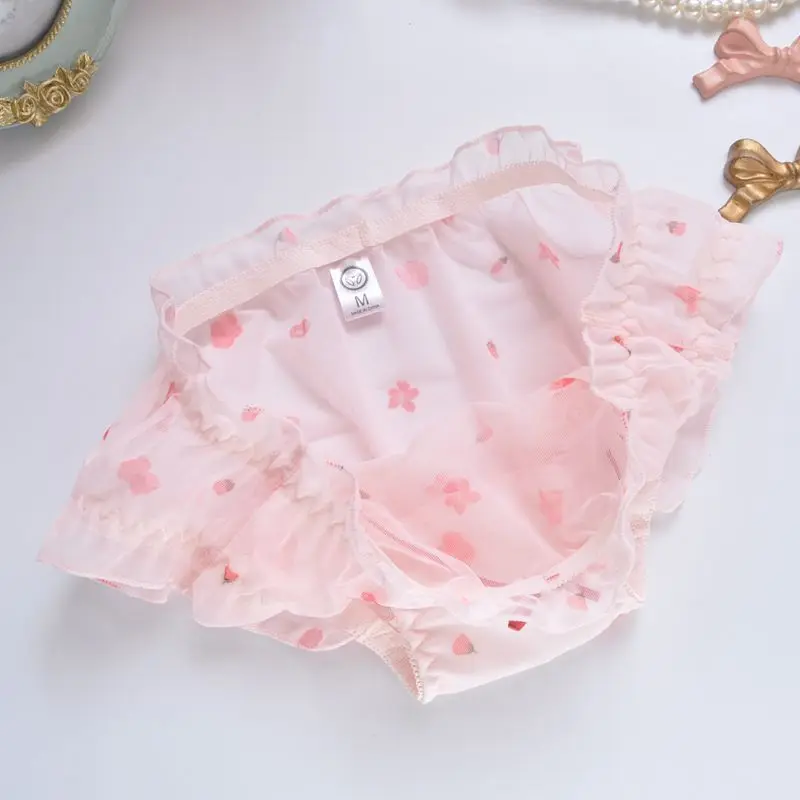 Women Sexy Lace Flower Hollow Transparent Thin Soft Breathable Panties Japanese Style Cute Lovely Low Waist Underwear Breifs