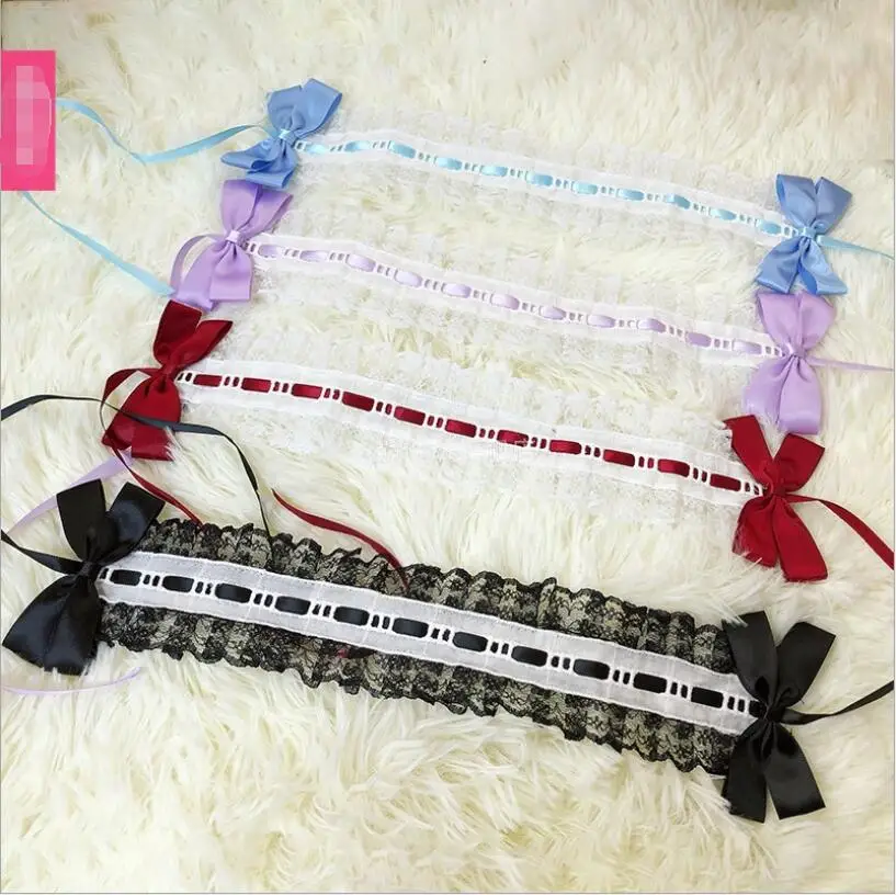 Kawaii Lolita adolescenti giapponesi fascia per capelli fascia per capelli KC accessori per capelli Lolita fascia dolce pizzo Bowknot Cos Loli