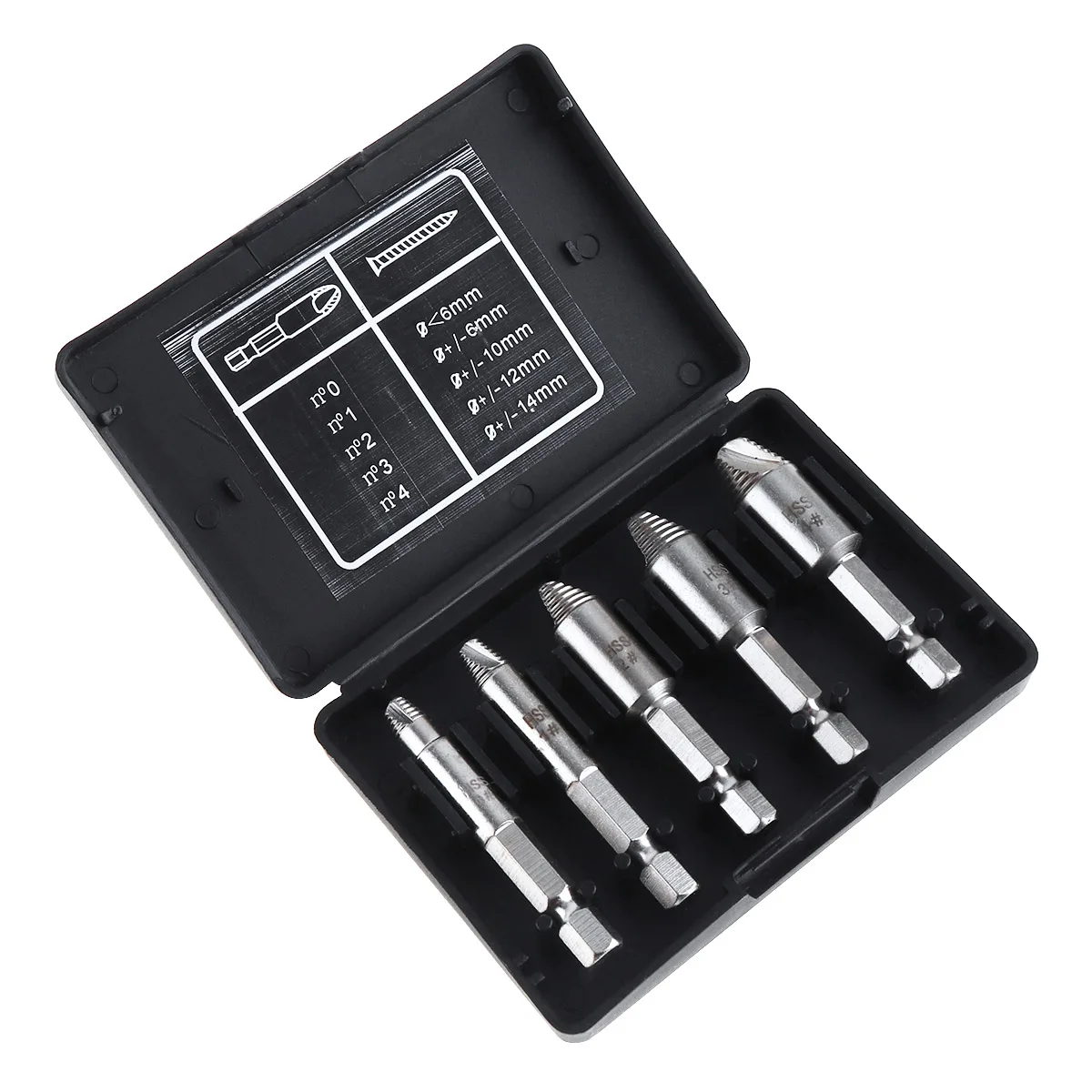 5Pcs rimozione vite danneggiata 1/4 "codolo esagonale Hss testa di rottura rotta vite spelata rimozione bullone estrattore strumenti per la casa