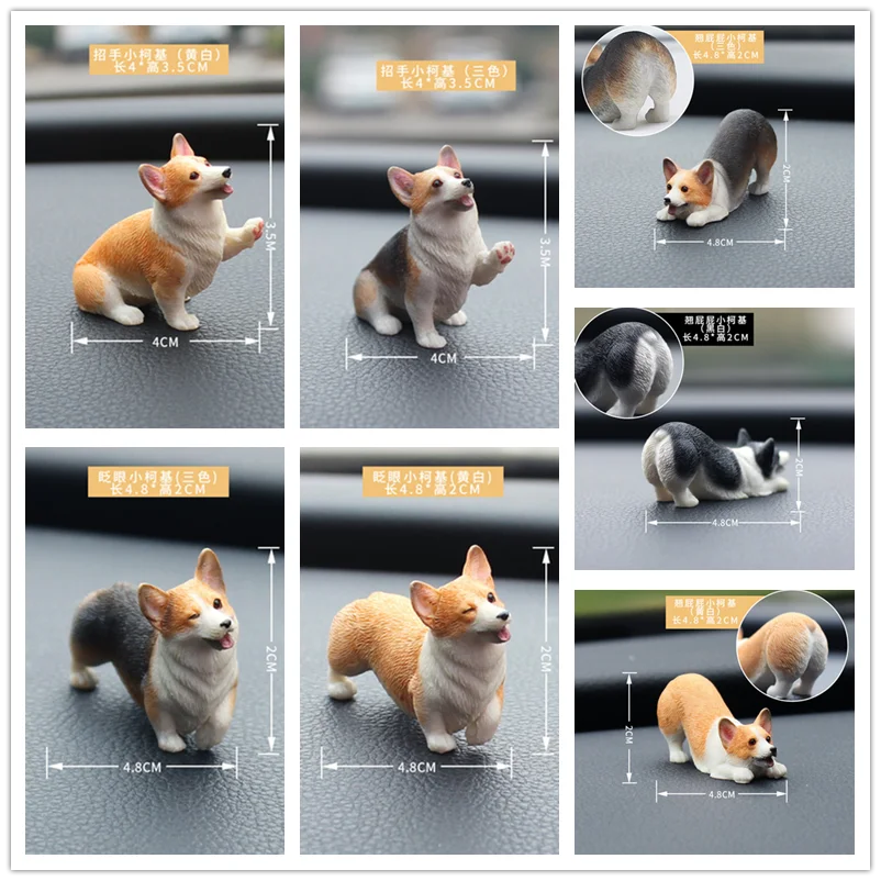 Miniature figurine model mini animal Corgi dog simulation dog resin figure for kids home decoration accessories children gifts