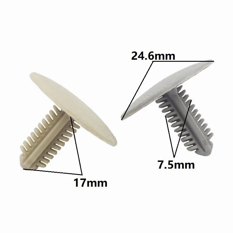 50pcs Grey/Beige 7.5mm Hole Car Roof Liner Trunk Lining Gray Fastener Retainer Rivet Trim Car Ceiling Cover Snaps Plastic Clips.