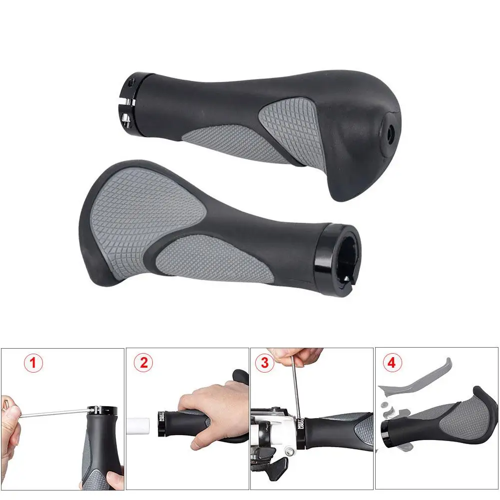 2PCS Bike Grips Rubber Horn Shape Comfort Ergo Non-slip Handlebar Grip For MTB BMX Cycling