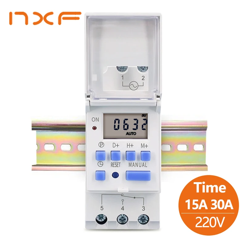 Electronic Weekly 7 Days Programmable Digital TIME Relay Timer Switch Control AC 220V 230V 12V 24V 48V 16A Din Rail Mount THC15A