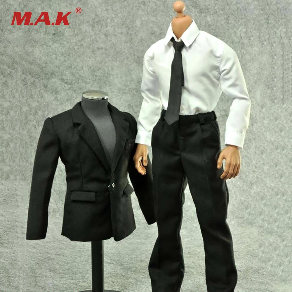 In Stock  ZYTOYS 1/6 Male Narrow Shoulder Body Fashion Black Suit Clothes Fit 12'' Action Figure