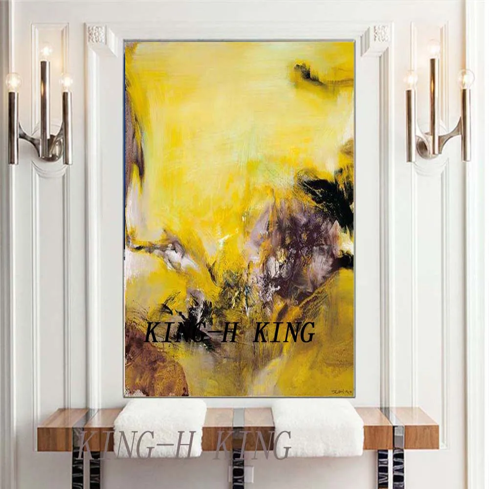 Handmade quality thick knife abstract oil paintings on canvas golden corridor abstract painting decorative home porch lobby work