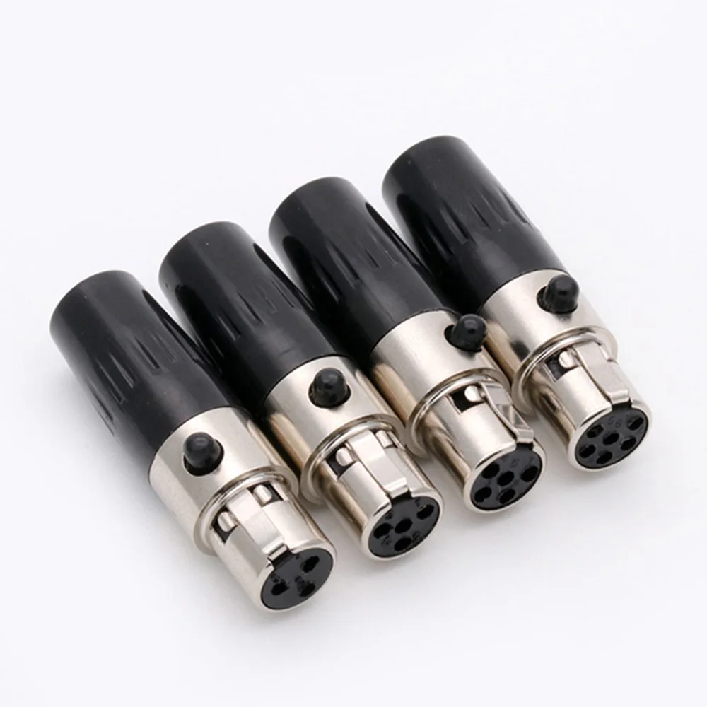 10PCS Mini XLR 3 4 5 6 Pin Female Plug Small XLR Audio Microphone Connector MIC for Cable Soldering Straight