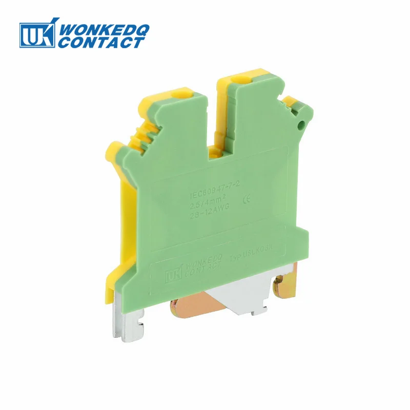 10Pcs USLKG 3N Ground Electrical Connector 3mm² Wire Grounding Modular Screw Connection DIN Rail Terminal Block USLKG3