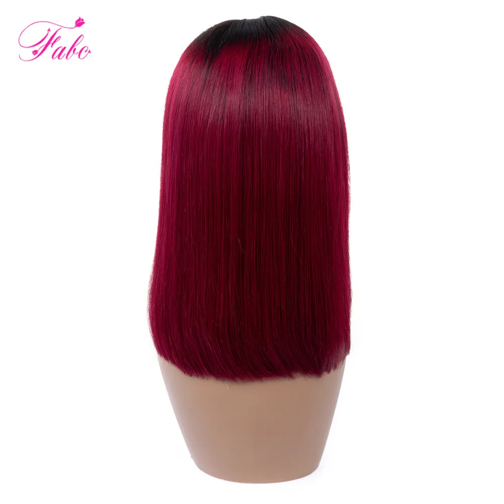 Fabc 13x4 Frontal Lace Wig 150% Colored Ombre 100% Human Hair Wigs Red Hair Straight 1B/99J For Women Remy