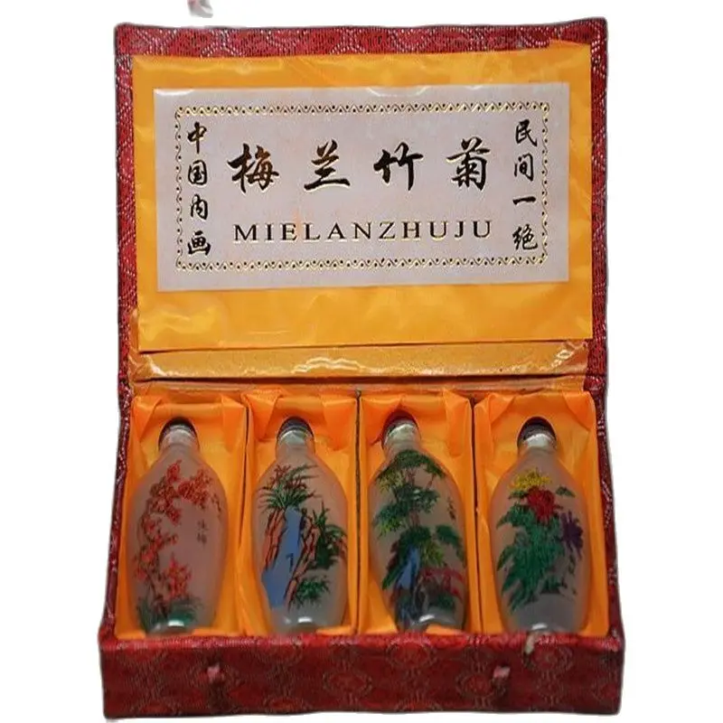 

China Old Beijing Snuff Bottle, Built-In Painting plum blossoms, orchid, bamboo and chrysanthemum chart A Suit Of 4