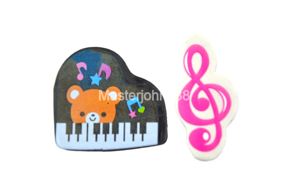 1 Set of 2pcs Music Piano Treble Clef Music Note Bear Guitar Sheet Rubber Eraser For Student Music Staff Musician Song Writer