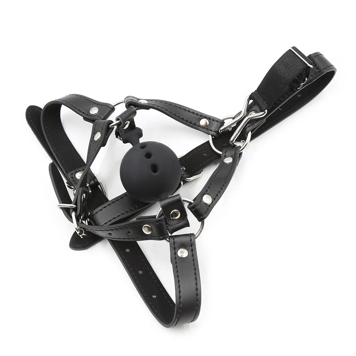 Bdsm Bondage Harness Strap Head Belts with Silicone Hollow Mouth Gag Ball and Nose Hook for Fetish Slave Role Play Sex Toys