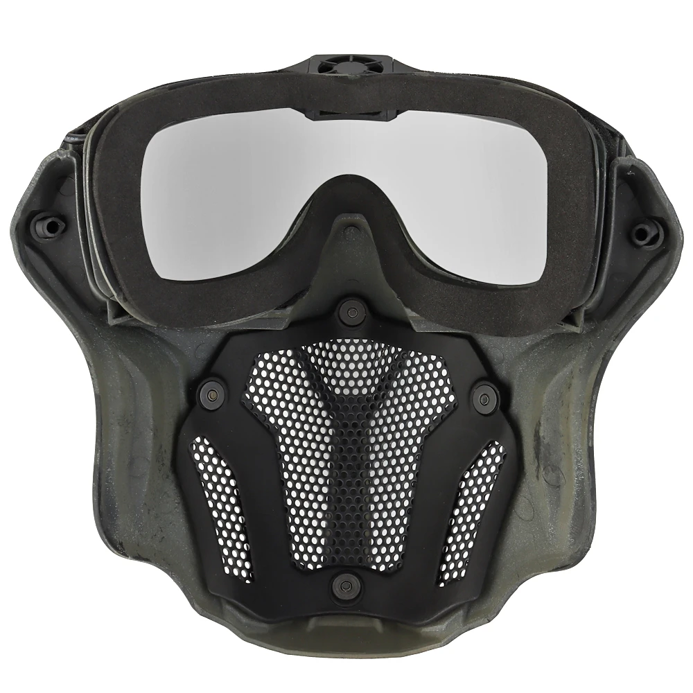 Tactical Mesh Mask Full Face Protective Airsoft Detachable Anti-fog Fan Goggle System Motorcross Paintball Hunting Accessories