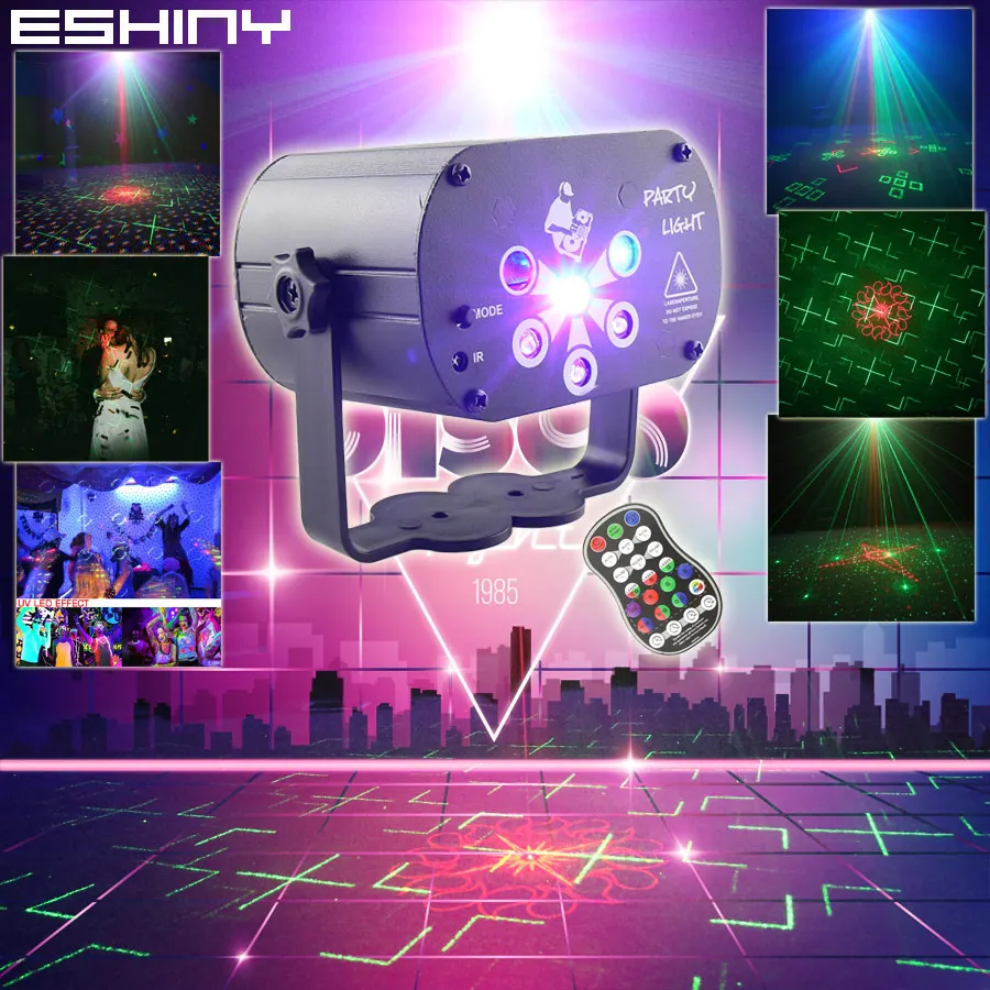 

NEW DJ RGB LED UV Party Disco Light R&G Laser Projector 60/120 Patterns Dance Birthday Stage Lighting Effect Mini Lamp USB Z5N7